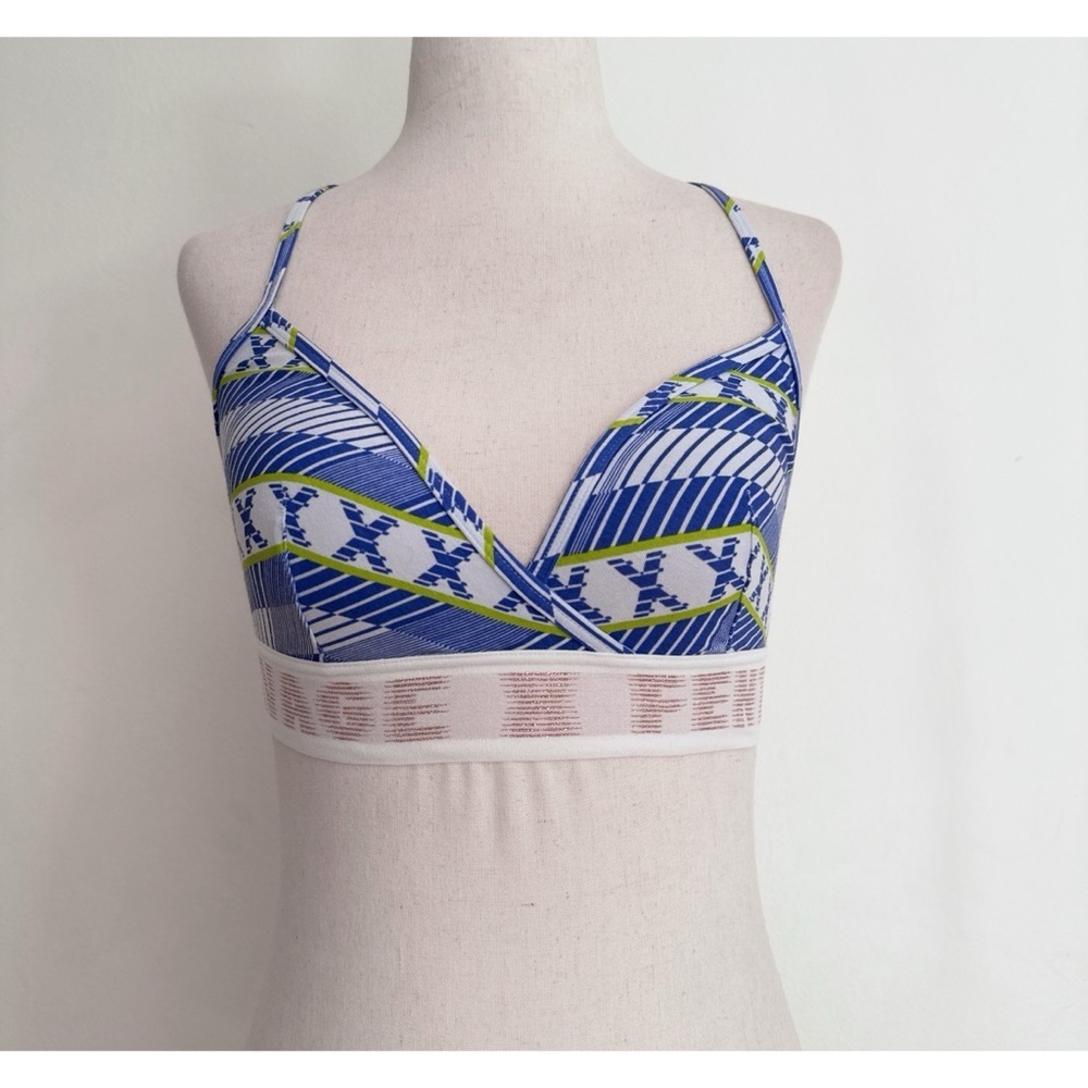 NWT Savage x Fenty Blue and Green Bra Logo Geometric DesignTtriangle Bralette XS